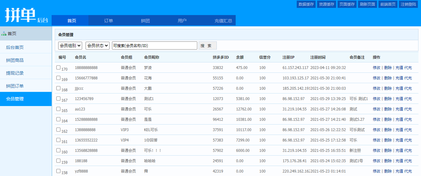 拼单商城系统后台管理界面
