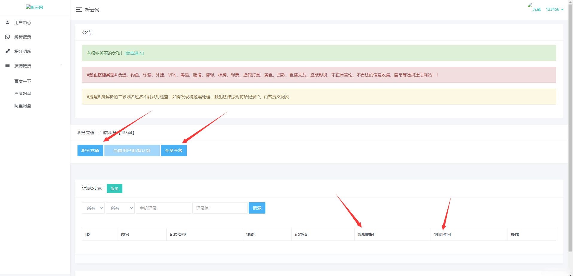 二级域名分发系统界面展示