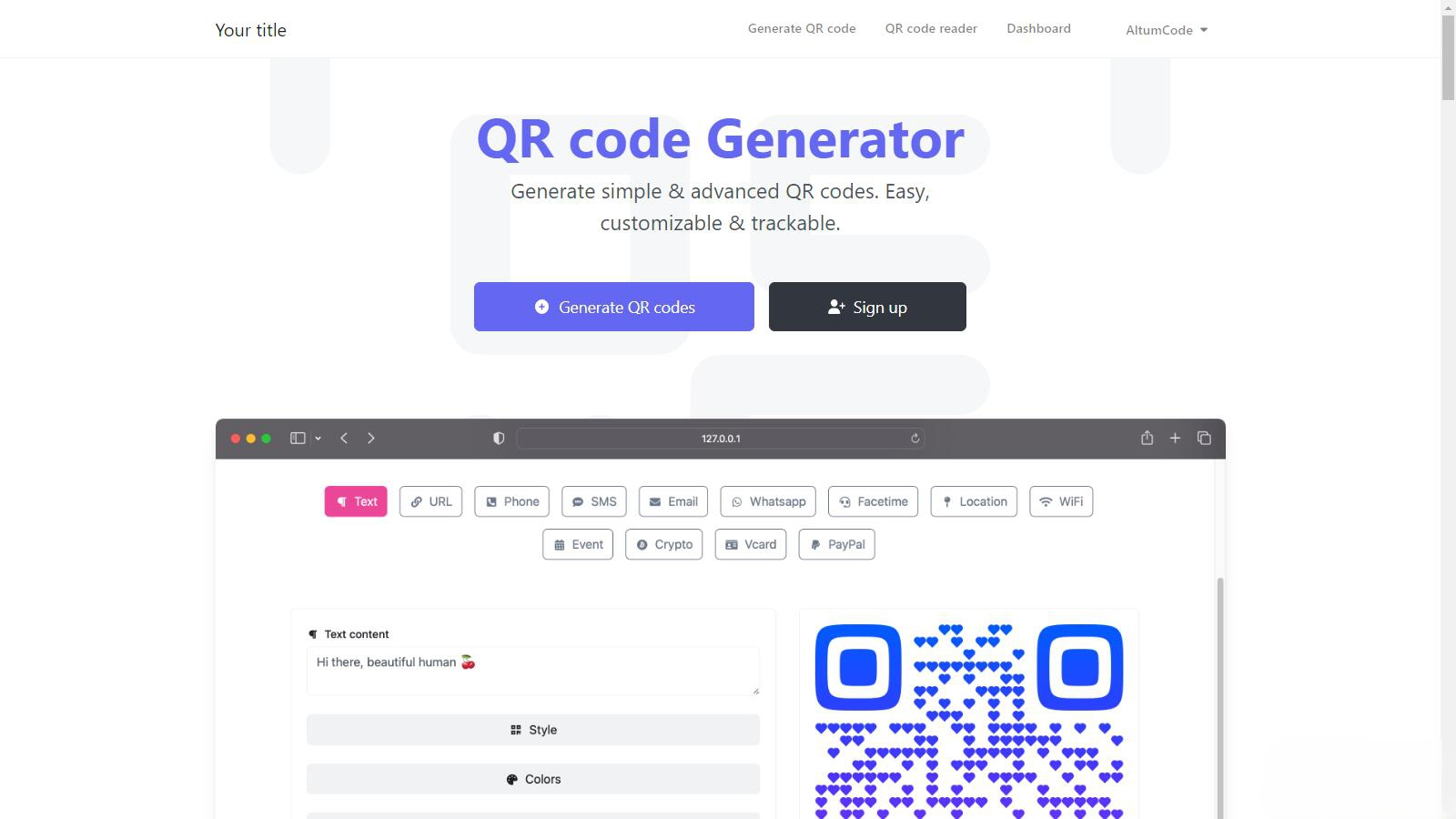 二维码生成工具和短链接网站界面展示