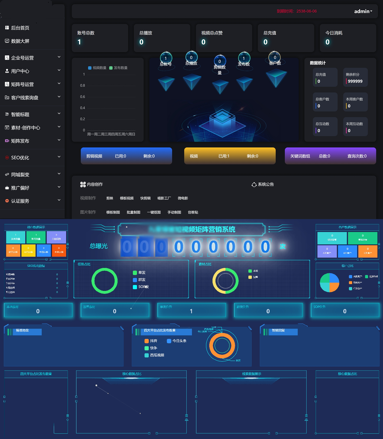 抖音矩阵云混剪系统界面截图